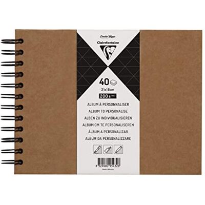 Clairefontaine 95432C anteckningsbok med kraftpapper för anpassning (21 x 16 cm, 40 ark, 200 g, spiralbindning, perfekt som gästbok) 1 st kraft Clairefontaine 95432C anteckningsbok med kraftpapper för anpassning (21 x 16 cm, 40 ark, 200 g, spiralbindning, perfekt som gästbok) 1 st kraft