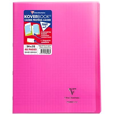 Clairefontaine 984408C en uppsättning med 10 Koverbook rosa häftade anteckningsböcker 24 x 32 cm 48 sidor med stora rutor 90 g vitt papper Polypro-omslag Clairefontaine 984408C en uppsättning med 10 Koverbook rosa häftade anteckningsböcker 24 x 32 cm 48 sidor med stora rutor 90 g vitt papper Polypro-omslag