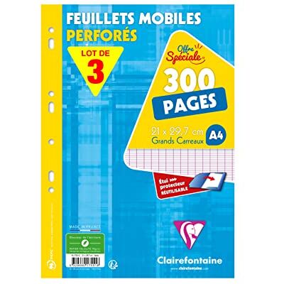 Clairefontaine 175511AMZC – set med 3 ringpärminlägg, 150 ark, fransk linjatur, DIN A4, 21 x 29,7 cm, 90 g, 1 set, vit Clairefontaine 175511AMZC – set med 3 ringpärminlägg, 150 ark, fransk linjatur, DIN A4, 21 x 29,7 cm, 90 g, 1 set, vit