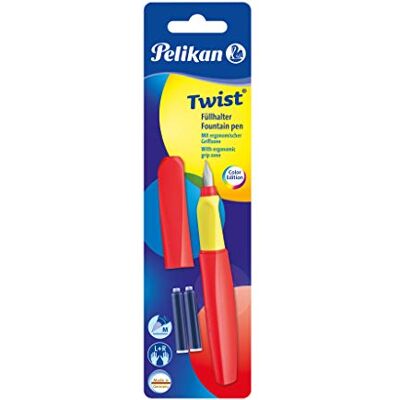 Pelikan 814966 Reservoarpenna Twist Fjäder M, Neon Coral, inklusive 2 patroner, 1 st, blister Pelikan 814966 Reservoarpenna Twist Fjäder M, Neon Coral, inklusive 2 patroner, 1 st, blister