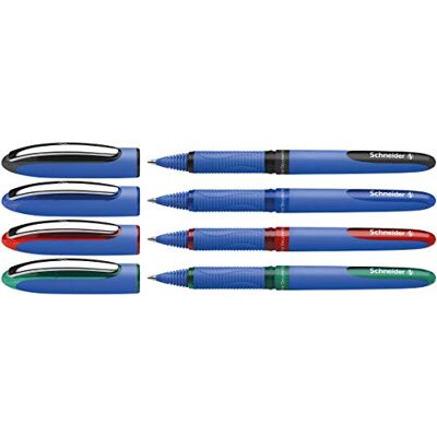 Schneider C Products One Hybrid 03 Rollerball Pen Hybrid konisk spets, blandade färger, paket med 4 fodral, blå, grön, röd, svart, 0,3 mm Schneider C Products One Hybrid 03 Rollerball Pen Hybrid konisk spets, blandade färger, paket med 4 fodral, blå, grön, röd, svart, 0,3 mm