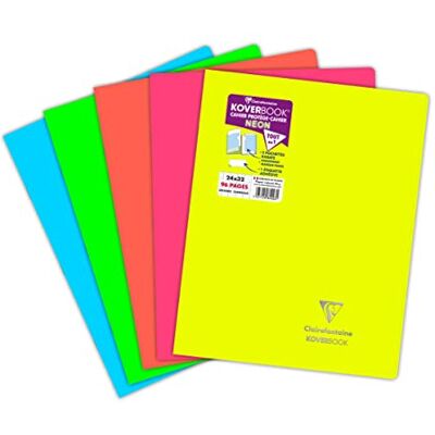 Clairefontaine 981423C Koverbook NEON piqué PP opaque 24x32cm 96p seyès couleur aléatoire Clairefontaine 981423C Koverbook NEON piqué PP opaque 24x32cm 96p seyès couleur aléatoire