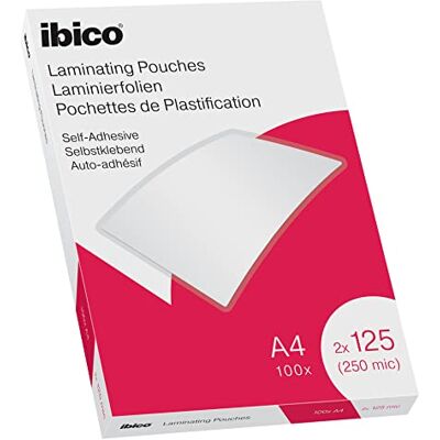 Ibico Självhäftande Lamineringsfickor, A4, Glansiga, 250 Mikron, 100-Pack, 627325 Ibico Självhäftande Lamineringsfickor, A4, Glansiga, 250 Mikron, 100-Pack, 627325