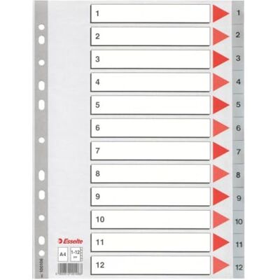Esselte E:Indices A4 PP 1-12 grey Esselte E:Indices A4 PP 1-12 grey