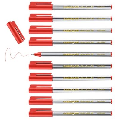 edding 89 – fineliner – röd – 10 pennor – extra fin rund spets 0,3 mm – tunn fiberpenna för fin och exakt skrivning, understrykning, teckning – för kontor, skola och hem edding 89 – fineliner – röd – 10 pennor – extra fin rund spets 0,3 mm – tunn fiberpenna för fin och exakt skrivning, understrykning, teckning – för kontor, skola och hem