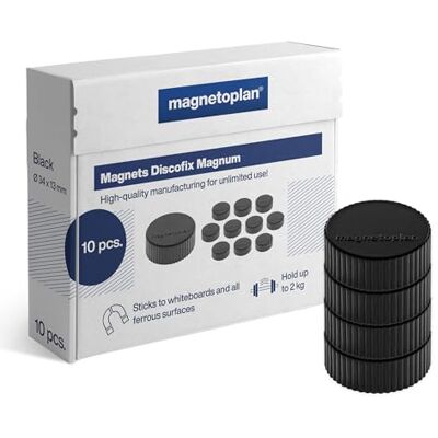 magnetoplan Magnethållare magnum, diameter 34 x 13 mm, 10 stycken, svart magnetoplan Magnethållare magnum, diameter 34 x 13 mm, 10 stycken, svart