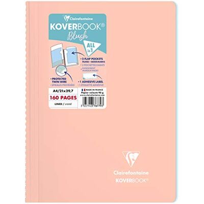 Clairefontaine 376779C spiralblock Koverbook Blush, DIN A4, 21 x 29,7 cm, 80 ark, linjerad, 1 st, korallröd/isblå Clairefontaine 376779C spiralblock Koverbook Blush, DIN A4, 21 x 29,7 cm, 80 ark, linjerad, 1 st, korallröd/isblå