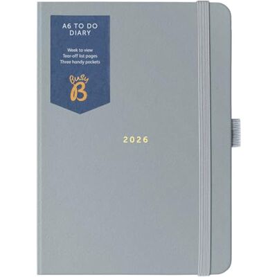 Busy B 2026 dagbok A6 veckoplanerare med att-göra-listor och anteckningssidor – kompakt grå dagbok – veckoplanerare för veckotid – 3 fickor och årsplanerare Busy B 2026 dagbok A6 veckoplanerare med att-göra-listor och anteckningssidor – kompakt grå dagbok – veckoplanerare för veckotid – 3 fickor och årsplanerare
