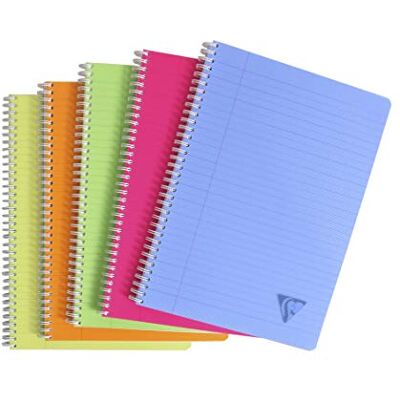 Clairefontaine 328146C LiniColour Fresh Collection set med 5 spiralanteckningsböcker – A4 21 x 29,7 cm – 180 linjerade sidor med marginal – vitt papper 90 g – transparent polypro-fodral – slumpmässiga Clairefontaine 328146C LiniColour Fresh Collection set med 5 spiralanteckningsböcker – A4 21 x 29,7 cm – 180 linjerade sidor med marginal – vitt papper 90 g – transparent polypro-fodral – slumpmässiga