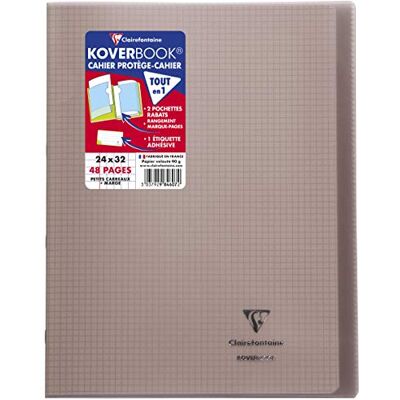 Clairefontaine 984607C Un Cahier Agrafé Koverbook Gris 24x32 cm 48 Pages Petits Carreaux avec Marge Papier Blanc 90 g Couverture Polypro Clairefontaine 984607C Un Cahier Agrafé Koverbook Gris 24x32 cm 48 Pages Petits Carreaux avec Marge Papier Blanc 90 g Couverture Polypro