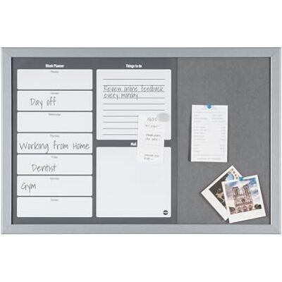 Bi-Office MX03400529 – Kombiplanerare, MDF ram lackerat stål filt, 60 x 40 cm stor, grå/vit Bi-Office MX03400529 – Kombiplanerare, MDF ram lackerat stål filt, 60 x 40 cm stor, grå/vit