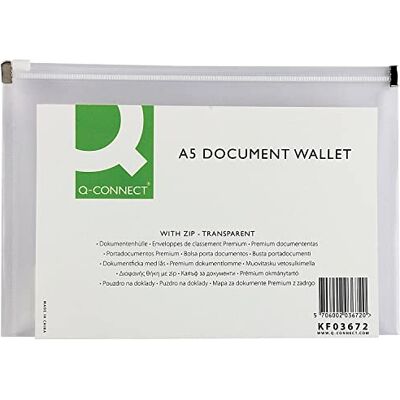 Q-Connect Q Connect A5 dokument dragkedja plånbok klar Q-Connect Q Connect A5 dokument dragkedja plånbok klar