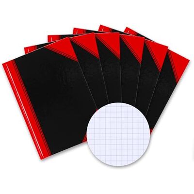 Bantex Anteckningsbok A4 rutig, 192 sidor, 70 g/m², inbunden svart, 6 stycken Bantex Anteckningsbok A4 rutig, 192 sidor, 70 g/m², inbunden svart, 6 stycken
