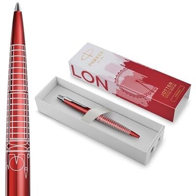 Parker Jotter Kulspetspenna Specialutgåva London Röd med Kromdetaljer Mediumspets Blått Bläck Presentask Parker Jotter Kulspetspenna Specialutgåva London Röd med Kromdetaljer Mediumspets Blått Bläck Presentask