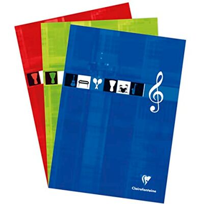 Clairefontaine 6157C ett limmat musikblock 100 sidor med 12 intervall 21 x 29,7 cm 90 g, laminerat kort omslag färg Clairefontaine 6157C ett limmat musikblock 100 sidor med 12 intervall 21 x 29,7 cm 90 g, laminerat kort omslag färg