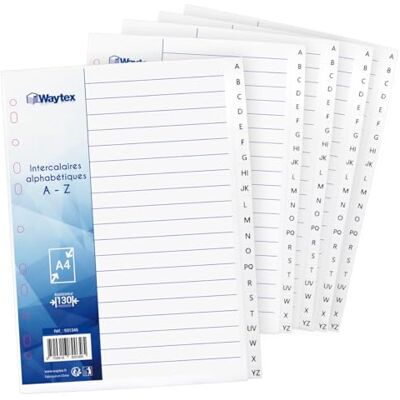 Waytex Set med 5 alfabetiska avdelare A4 A-Z polypropylen perforerade – hållbara plastmellanlägg med index för A4-pärm Waytex Set med 5 alfabetiska avdelare A4 A-Z polypropylen perforerade – hållbara plastmellanlägg med index för A4-pärm