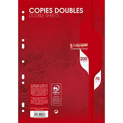 Clairefontaine Calligraphe Multistansade dubbelark, A4, 70 g, 100 ark, kvadratiskt linjerat Clairefontaine Calligraphe Multistansade dubbelark, A4, 70 g, 100 ark, kvadratiskt linjerat