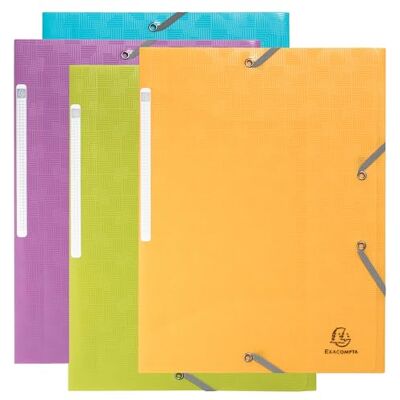 Exacompta Ref. 55990E Förpackning med 4 Pop'NCo elastiska mappar fickor med 3 flikar i återvunnen polypropylen 24 x 32 cm för A4-dokument assorterade färger Exacompta Ref. 55990E Förpackning med 4 Pop'NCo elastiska mappar fickor med 3 flikar i återvunnen polypropylen 24 x 32 cm för A4-dokument assorterade färger