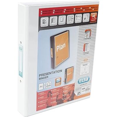 Elba , ringpärmar A4, 2 ring, plast, vit, 1 mapp Elba , ringpärmar A4, 2 ring, plast, vit, 1 mapp