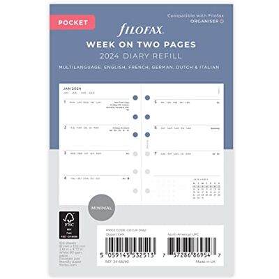 Filofax Pocket Minimal vecka på två sidor 2024 dagbok, vit Filofax Pocket Minimal vecka på två sidor 2024 dagbok, vit
