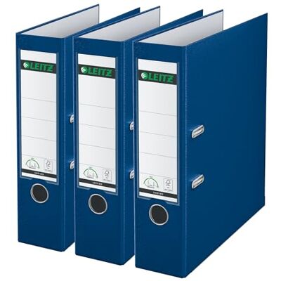 Leitz 310335035 kvalitetsmapp plastfodral (A4, 8 cm ryggbredd, 3-pack) blå Leitz 310335035 kvalitetsmapp plastfodral (A4, 8 cm ryggbredd, 3-pack) blå