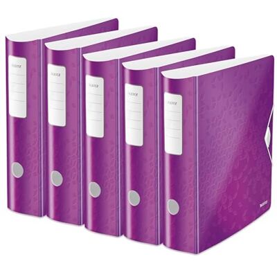 Leitz kvalitetsmapp 180° Active WOW, 5-pack, A4, bred, rundad rygg, 8,2 cm bred, gummibandslås, lätt polyfoam, plastmapp, WOW-serien, violett, 11060062 Leitz kvalitetsmapp 180° Active WOW, 5-pack, A4, bred, rundad rygg, 8,2 cm bred, gummibandslås, lätt polyfoam, plastmapp, WOW-serien, violett, 11060062