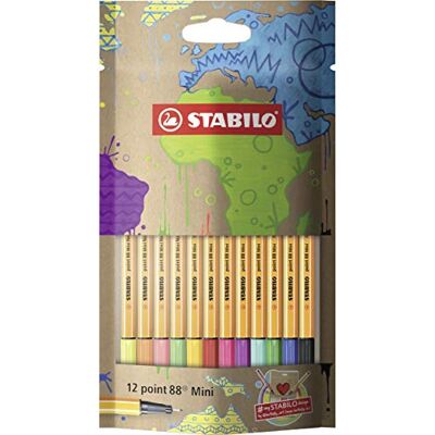 STABILO Fineliner point 88 Mini #Mydesign Ficka med 12 Blandade färger STABILO Fineliner point 88 Mini #Mydesign Ficka med 12 Blandade färger
