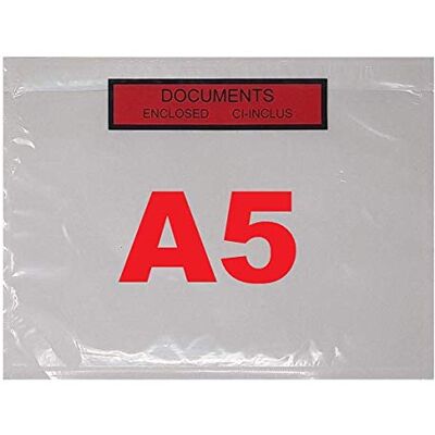 UNIVERS GRAPHIQUE 1 000 dokumentfickor inklusive A5-format (A4-ark vikt i 2), genomskinliga, tryckta dokument och inneslutna dokument – självhäftande fraktpåse C5 225 x 165 mm UNIVERS GRAPHIQUE 1 000 dokumentfickor inklusive A5-format (A4-ark vikt i 2), genomskinliga, tryckta dokument och inneslutna dokument – självhäftande fraktpåse C5 225 x 165 mm