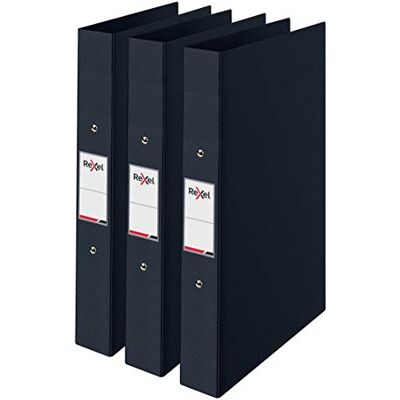 Rexel Choices, A4-ringpärmar, 25 mm ryggrad, 190 arkkapacitet, filmapp, dokumentorganisation, svart, 3-pack, 2115729 Rexel Choices, A4-ringpärmar, 25 mm ryggrad, 190 arkkapacitet, filmapp, dokumentorganisation, svart, 3-pack, 2115729