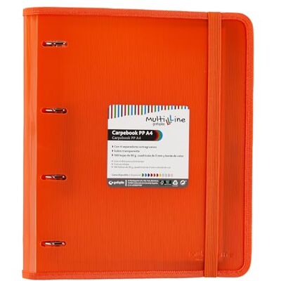 Grafoplás Grafoplas 88100052. Carpeblock 4 Ringar med reservdelar och separatorer, A4, Orange, Randig polypropylen, Carpebook Multiline Grafoplás Grafoplas 88100052. Carpeblock 4 Ringar med reservdelar och separatorer, A4, Orange, Randig polypropylen, Carpebook Multiline