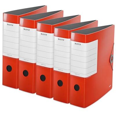 Leitz kvalitetsmapp 180° solid, 5-pack, A4, ljusröd, 8,2 cm ryggbredd, gummibandslås, robust polyfoam, extra bred, utbytbar ryggskylt, 11120020, 82 mm Leitz kvalitetsmapp 180° solid, 5-pack, A4, ljusröd, 8,2 cm ryggbredd, gummibandslås, robust polyfoam, extra bred, utbytbar ryggskylt, 11120020, 82 mm