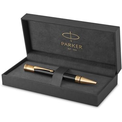 Parker Duofold kulspetspenna klassisk svart med guldkant Medium Point svart bläckpåfyllning premium presentask Parker Duofold kulspetspenna klassisk svart med guldkant Medium Point svart bläckpåfyllning premium presentask