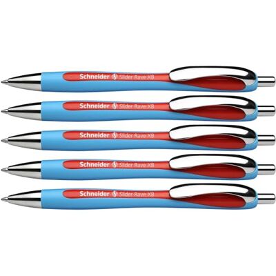 Schneider 132502 Slider Rave XB kulspetspenna (linjebredd: XB, tillverkad i Tyskland) paket med 5 röda bläck Schneider 132502 Slider Rave XB kulspetspenna (linjebredd: XB, tillverkad i Tyskland) paket med 5 röda bläck