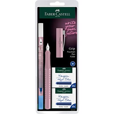 Faber-Castell 202037 – Reservoarpenna Grip 2010 Harmony, fjäder M, rosa skugga, med bläcksläckare och 12 reservpatroner Faber-Castell 202037 – Reservoarpenna Grip 2010 Harmony, fjäder M, rosa skugga, med bläcksläckare och 12 reservpatroner