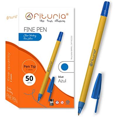 OFITURIA Spetspennor, Färg Blå, 50 st Box, 1mm Precision & Detalj, Perfekt för olika miljöer som kontor, hem och skola (25 st. blå) OFITURIA Spetspennor, Färg Blå, 50 st Box, 1mm Precision & Detalj, Perfekt för olika miljöer som kontor, hem och skola (25 st. blå)