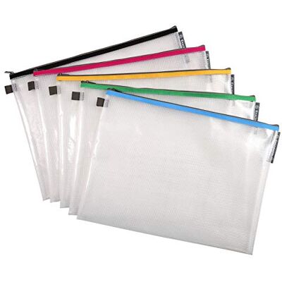 Exacompta Ref. 34160E Låda med 10 ZIP-fickor I flexibel, slitstark PP för förvaring av skönhetsprodukter och tillbehör A3-format 5 assorterade färger Exacompta Ref. 34160E Låda med 10 ZIP-fickor I flexibel, slitstark PP för förvaring av skönhetsprodukter och tillbehör A3-format 5 assorterade färger