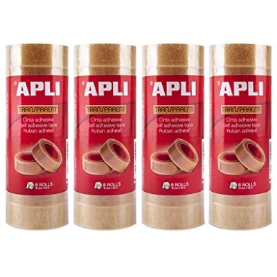 APLI 18961 Förpackning med 32 genomskinliga självhäftande tejp 19 mm x 33 m 4 torn med 8 stycken APLI 18961 Förpackning med 32 genomskinliga självhäftande tejp 19 mm x 33 m 4 torn med 8 stycken