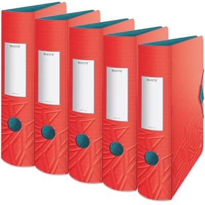 Leitz kvalitetspärm 180° Active, 5-pack, A4, bred, rundad rygg, 8,2 cm bred, gummibandslås, lätt polyfoam, plastmapp, Urban Chic serie, röd, 11160020 Leitz kvalitetspärm 180° Active, 5-pack, A4, bred, rundad rygg, 8,2 cm bred, gummibandslås, lätt polyfoam, plastmapp, Urban Chic serie, röd, 11160020