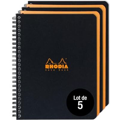 Rhodia 19342Cpack Lot de 5 Cahiers à Spirale (Reliure Intégrale) Notebook Noir ou Orange A5+ 16 x 21 cm Petits Carreaux 160 p Détachables 80 g/m² Couverture Souple et résistante Rhodia 19342Cpack Lot de 5 Cahiers à Spirale (Reliure Intégrale) Notebook Noir ou Orange A5+ 16 x 21 cm Petits Carreaux 160 p Détachables 80 g/m² Couverture Souple et résistante