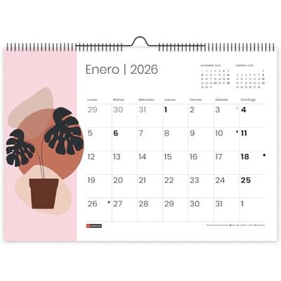Miquelrius Väggkalender 2026, Årlig A3-arrangör: 420 x 296 mm, med plats att kommentera, dubbel spiralbindning, 12 månaders planerare, spanska, abstrakt Miquelrius Väggkalender 2026, Årlig A3-arrangör: 420 x 296 mm, med plats att kommentera, dubbel spiralbindning, 12 månaders planerare, spanska, abstrakt