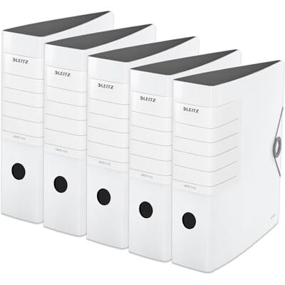 Leitz kvalitetsmapp 180° solid, 5-pack, A4, vit, 8,2 cm ryggbredd, gummibandslås, robust polyfoam, extra bred, utbytbar ryggskylt, 11120001 Leitz kvalitetsmapp 180° solid, 5-pack, A4, vit, 8,2 cm ryggbredd, gummibandslås, robust polyfoam, extra bred, utbytbar ryggskylt, 11120001