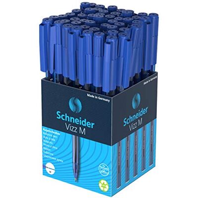 Schneider 102203 Vizz kulspetspenna (för enkel och snabb skrivning, skrift i skrivfärg, linjebredd M) 50 stycken, blå Schneider 102203 Vizz kulspetspenna (för enkel och snabb skrivning, skrift i skrivfärg, linjebredd M) 50 stycken, blå