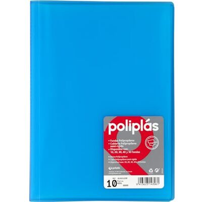 Grafoplás Grafoplas I plastfodral i 10 genomskinliga fodral i storlek folio blå mjuk I serien genomskinliga polypler I tillverkad i Spanien I stor förvaringskapacitet Grafoplás Grafoplas I plastfodral i 10 genomskinliga fodral i storlek folio blå mjuk I serien genomskinliga polypler I tillverkad i Spanien I stor förvaringskapacitet