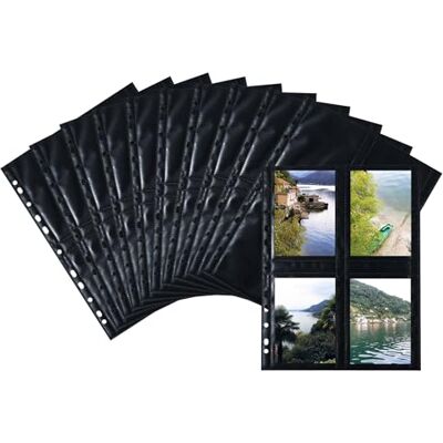 HERMA 7709 Fotofodral för mappar, 250 stycken, 9 x 13 cm, 4 fack, uppdelade, med fotodisplay på båda sidor, samlarfodral, vykortsfodral broschyrfodral med eurohål, svart HERMA 7709 Fotofodral för mappar, 250 stycken, 9 x 13 cm, 4 fack, uppdelade, med fotodisplay på båda sidor, samlarfodral, vykortsfodral broschyrfodral med eurohål, svart
