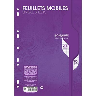 Calligraphe 2696AMZC FÖRPACKNING FRÅN 2 stycken dubbelperforerade perforées folietryckta (ett märke av Clairefontaine) A4 21 x 29,7 cm 200 Stora rutor Vitt papper 90 g Calligraphe 2696AMZC FÖRPACKNING FRÅN 2 stycken dubbelperforerade perforées folietryckta (ett märke av Clairefontaine) A4 21 x 29,7 cm 200 Stora rutor Vitt papper 90 g