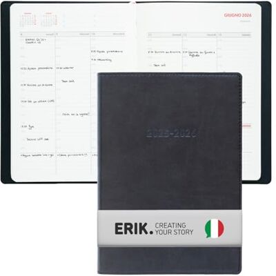 Grupo Erik : Dagbok 2025/2026 på italiensk dagbok A5 veckoplanerare, möteskalender, 30 minuters mellanrum och välkänt utrymme, svart mjukt omslag, juli 2025 augusti 2026 Grupo Erik : Dagbok 2025/2026 på italiensk dagbok A5 veckoplanerare, möteskalender, 30 minuters mellanrum och välkänt utrymme, svart mjukt omslag, juli 2025 augusti 2026