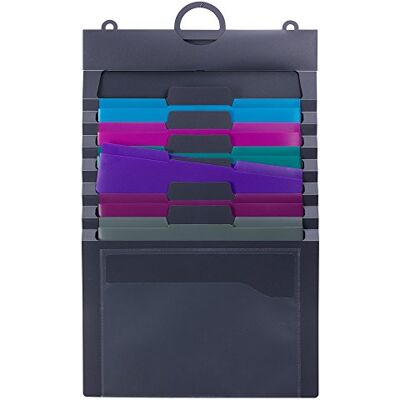 Smead Cascading Wall Organizer Gen 2, 6 fickor, brevstorlek, grå/juvelfickor (92063) Smead Cascading Wall Organizer Gen 2, 6 fickor, brevstorlek, grå/juvelfickor (92063)