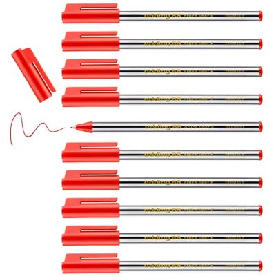 edding 88 – Fineliner – röd – 10 pennor – rund spets 0,6 mm – tunn fiberpenna för fin, exakt skrivning, understrykning, ritning – på kontoret eller hemma och i skolan edding 88 – Fineliner – röd – 10 pennor – rund spets 0,6 mm – tunn fiberpenna för fin, exakt skrivning, understrykning, ritning – på kontoret eller hemma och i skolan