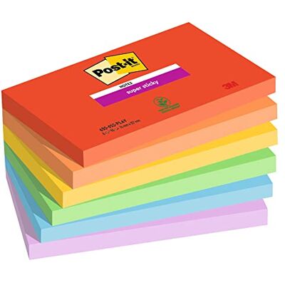 Post-it Super Sticky 655-6SS-PLAY Lapp, Flerfärgad, 76 mm x 127 mm Post-it Super Sticky 655-6SS-PLAY Lapp, Flerfärgad, 76 mm x 127 mm