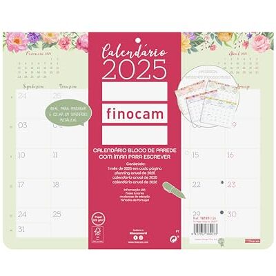 Finocam Väggdesignkalender med magnet för skrivning 2025, januari 2025 december 2025 (12 månader) portugisiska Finocam Väggdesignkalender med magnet för skrivning 2025, januari 2025 december 2025 (12 månader) portugisiska